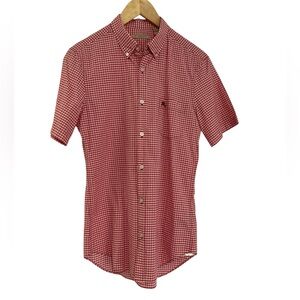 NWOTs Burberry Brit Red/Pink/White Check Short Sleeve Button Down Shirt